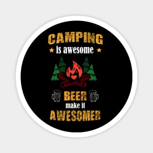 Camping and beer. Magnet